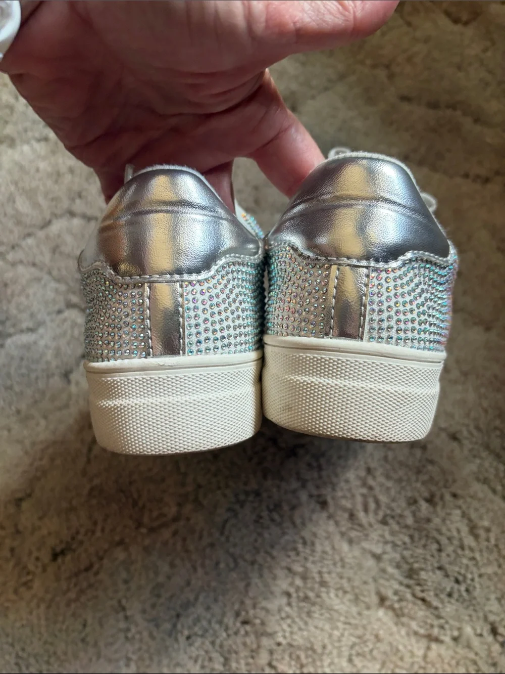 Soda White Sparkle Kids Lace-Up Sneakers
